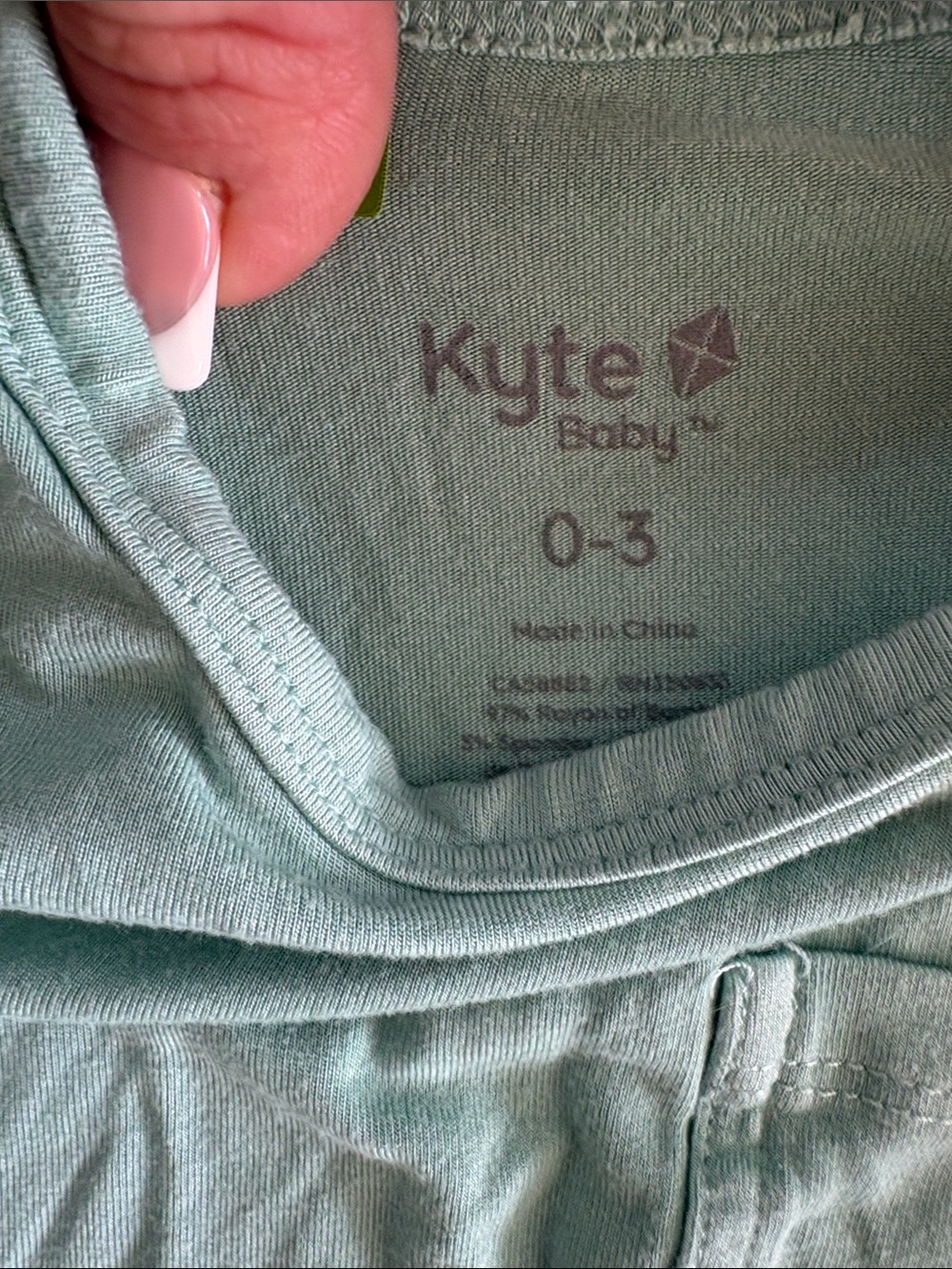 Kyte BABY Wasabi Crew Neck Bodysuit. 0-3 mos. Like New. - Picture 2 of 3